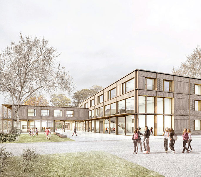 Anerkennung im Wettbewerb zum Neubau der Mittelschule in Holzkirchen (Bayern)